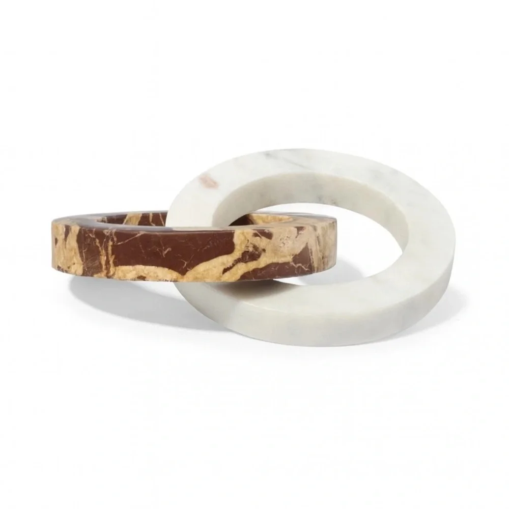 Studio McGee Threshold Marble Decorative Links – White & Brown